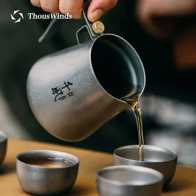 Thous Winds Tea Ceremony Titanium Outdoor Camping Tableware Set Coffee Pot Tea Kettle for BC Solo Camping Hiking Picnic Supplies