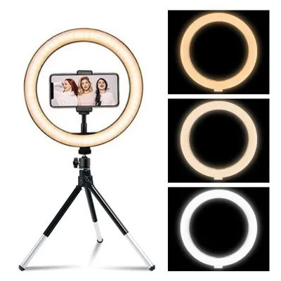 LED Photography RingLight 3 Modes Dimmable Selfie Ring Light With Tripod & Phone Stand For TikTok