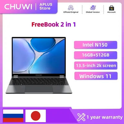 CHUWI FreeBook 2-in-1 Laptop Tablet 512GB SSD 16GB LPDDR5 Intel N150 13.5" IPS FHD Display WIFI 6 BT5.2 Windows 11 Notebook