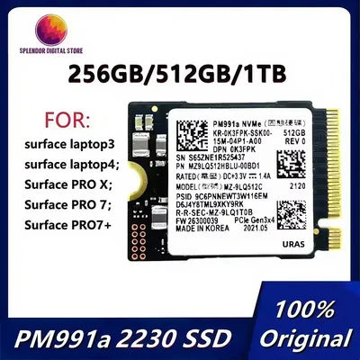 Original PM991a 1TB 512GB 256GB SSD M.2 2230 Internal Solid State Drive PCIe3.0x4 NVME SSD For Microsoft Surface Pro7+ SteamDeck