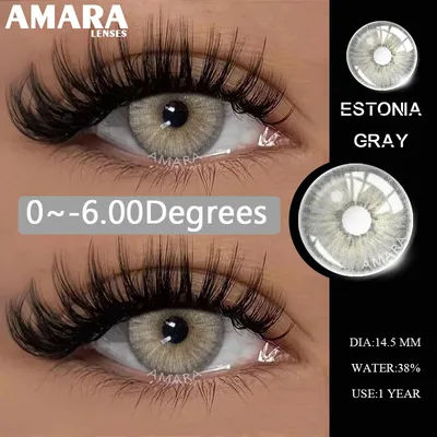 AMARA 1Pair Myopia Lenses Colored Contact Lenses for Eyes Lenses With Diopters Prescription Fashion Lenses Gray Eyes Lens Yearly