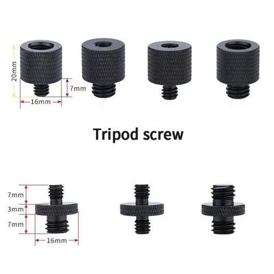 Black 1/4" To 3/8" Male To Female Thread Screw Mount Adapter Tripod Plate Screw Mount For Camera