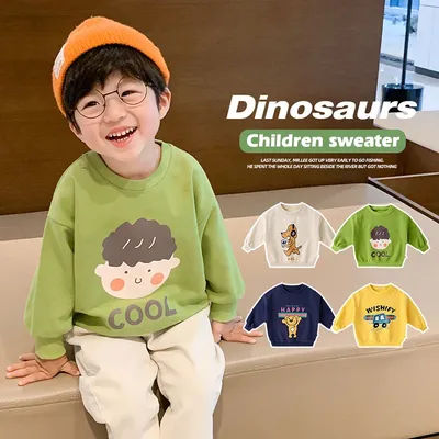 Children Sports Shirt New 3-8 Year Old Boys Top Cartoon Printed Casual Sweater Spring and Autumn Kid Pullover