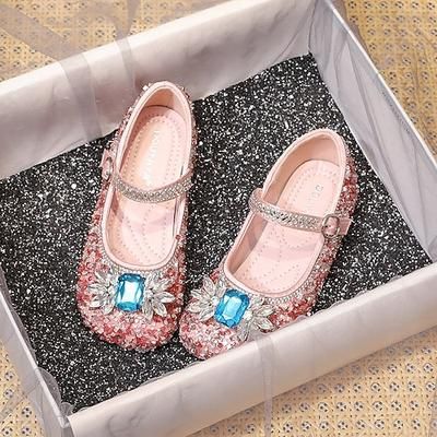 Frozen Cenerentola principessa Elsa Mary Jane scarpe ragazze film cosplay paillettes Halloween argento rosa scarpe rosa Halloween carnevale mascherata poliestere plastica costumi