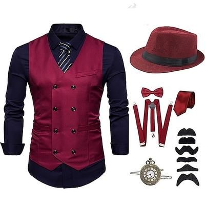 Anni Ruggenti Anni 1920 Retrò Vintage Abiti Completi Blazer Il grande Gatsby Gentiluomo Costume Per uomo Halloween Casual Quotidiano Festa / Cocktail Adulti Cappello Cravatta Bretelle