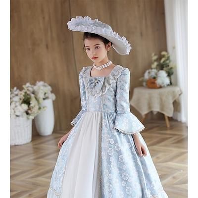 Gotico Rococò Ispirato al vintage Vestito Mascherata Abito da damigella Principessa Shakespeare Tinta unica Abito da ballo Costume Ragazze Halloween Carnevale Giornata universale dell'infanzia Feste