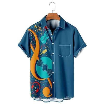 Per uomo Blocco di colori Palma Piante Tropicali Camicia Camicia Estiva Camicia hawaiana estiva Manica Corta Camicia Collo ripiegato Moda Streetwear Hawaiano All'aperto Streetwear Casuale Nero Giallo