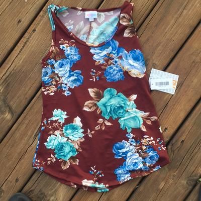 Lularoe Tops | Lularoe Floral Tank Top | Color: Blue/Brown | Size: Xs