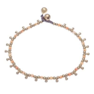 Bohemian Shower in Orange,'Orange Quartz Beaded Charm Anklet from Thailand'