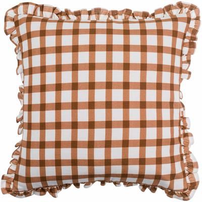 Usain 20" Square Cottage Cotton Burnt Orange/White Throw Pillow - Boutique Rugs