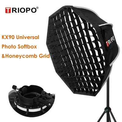 Triopo 90cm Universal Outdoor Umbrella Octagon Softbox w Honeycomb Grid Speedlite Photo Soft Box for Godox V1 AD200 Yongnuo 560