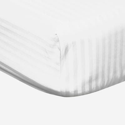 Belledorm Belledorm 540 Thread Count Satin Stripe Fitted Sheet (White) (Queen) (Queen) (UK - Kingsize) - White - QUEEN