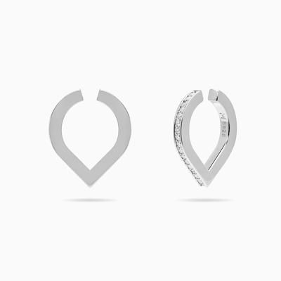 Meulien Waterdrop Ear Cuff With Pave CZ - Grey