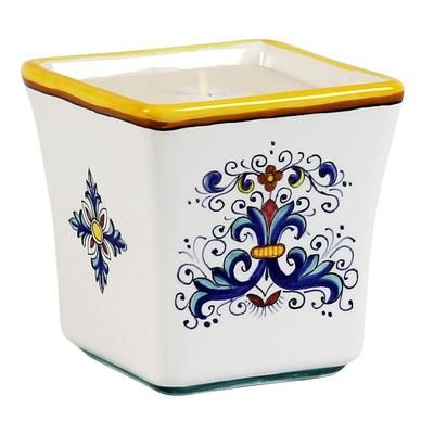 Artistica - Deruta of Italy Deruta Candles: Square Flared Candle Ricco Deruta Design - SCENTS OF ITALY: CAPRI GARDENIA