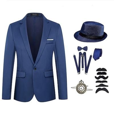 Anni Ruggenti Anni 1920 Ispirato al vintage Abiti Costume da festa Completi Blazer Il grande Gatsby Gentiluomo Fibbia Tinta unica Senza colletto Costume Per uomo Halloween Mascherata Festa