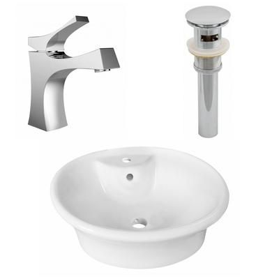 19-in. W Above Counter White Vessel Set For 1 Hole Center Faucet - American Imaginations AI-26319