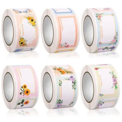 Flowers Plants Rectangular Name Sticker Gift Packaging Handwritten Message Self-adhesive Label sealing Decorative Sticker