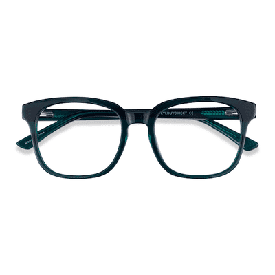 Unisex s square Dark Green Acetate Prescription eyeglasses - Eyebuydirect s Zesty