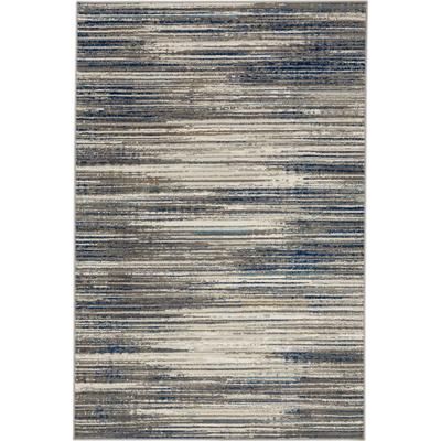 Furie Stripe Area Rug by Mohawk Home in Grey Dark Blue (Size 6' X 9')