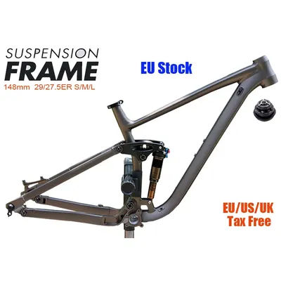 Bicycle Soft Tail Frame, Full Suspension, 29/27.5ER Boost, 148mm,Aluminium, Mountain 4 Links,MTB, AM DH Downhill,EU Stock
