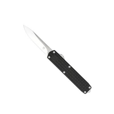 CobraTec Knives Large Warrior OTF Knife 3.25in M390 Drop Non-Serrated Blade Black CTWBLKM390DNS