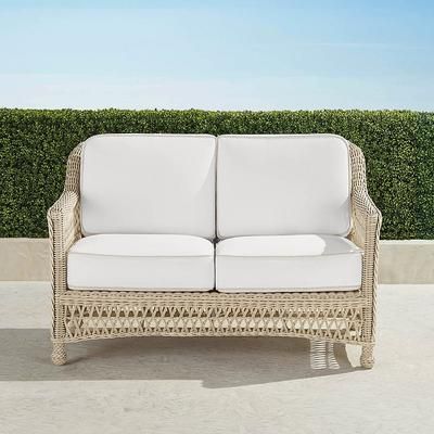 Hampton Loveseat in Ivory Wicker - Quick Dry, Sailcloth Cobalt - Frontgate