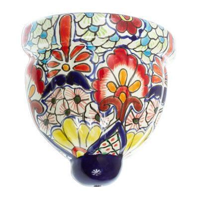 Talavera Flowers,'Talavera-Style Ceramic Wall Planter'