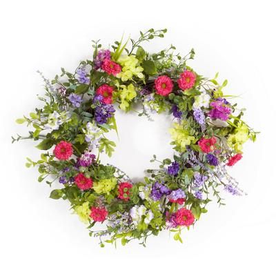 Mixed Floral Wreath 24"D by Melrose in Pink