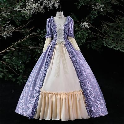 Gotico Vittoriano Ispirato al vintage Vestito Costume da festa Abito da Ballo Principessa Shakespeare Tinta unica Abito da ballo Costume Per donna Halloween Carnevale San Valentino Festa serale Feste