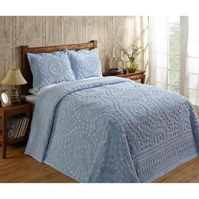 Rio Collection 100% Cotton Bedspread Set by Better Trends in Blue (Size TWIN)