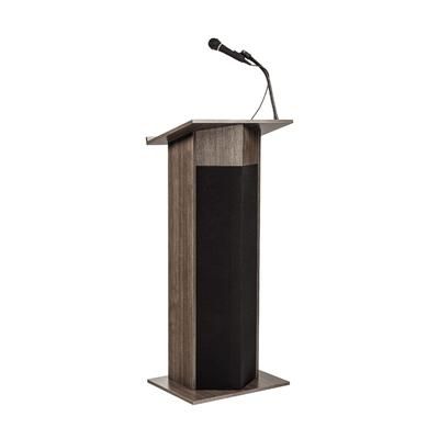 National Public Seating 111PLS-RW Floor Lectern w/ 1 Shelf - 22" x 17" x 46", Laminate, Ribbonwood, Gray