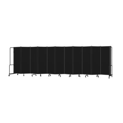National Public Seating RDB6-11PT10 256"L Portable Room Divider w/ 11 Black PET Panels & Black Frame - 6'H