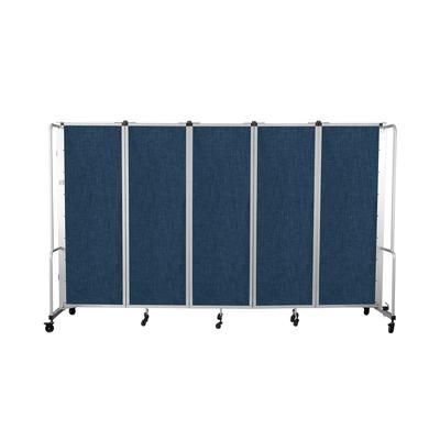 National Public Seating RDG6-5PT04 58"L Portable Room Divider w/ 5 Blue PET Panels & Gray Frame - 6'H