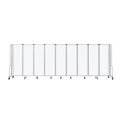 National Public Seating RDG6-9FA 210"L Portable Room Divider w/ 9 Frosted Acrylic Panels & Gray Frame - 6'H, Clear
