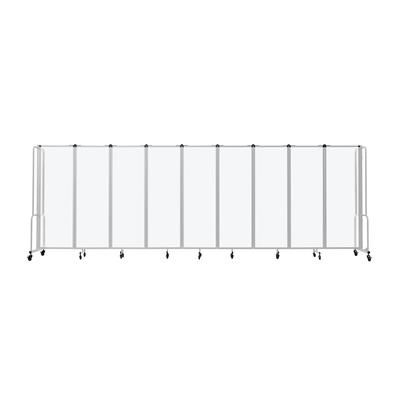 National Public Seating RDG6-9FA 210"L Portable Room Divider w/ 9 Frosted Acrylic Panels & Gray Frame - 6'H, Clear