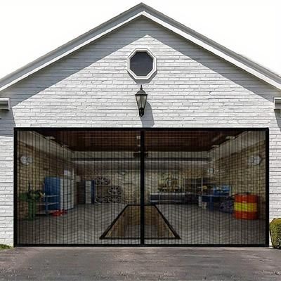 Double Garage Screen Door, 13*6.56ft Magentic Garage Door Net For 2 Car Garage Door Screen, Fiberglass Garage Screen Cover Kit, Magnets And Weighted