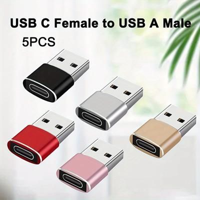 5pcs Usb To Usb C Adapter, Type C Charger Cable Power Converter For Watch Ultra 7, 14 13 12 11 Pro Plus Max, Airpods, 9 10 Air 5 Mini 6, Galaxy S23 S22 S21