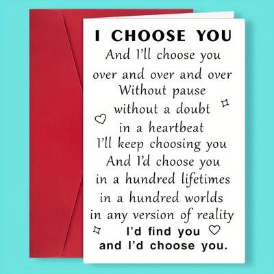 1pc Fun Greeting Card For Your Loved 1 I Choose You Wallet Card Gift, Groom Gifts From Bride On Wedding Day, I Love You Cards Gifts For Him Husband, Engagement, Valentines Eid Al-adha Mubarak