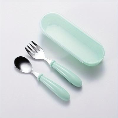 [customized] Personalized Any Name Children's Tableware Spoon And Fork Storage Box Set, Children's Tableware Set Easter Gift