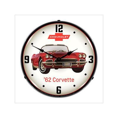 Collectable Sign and Clock 1962 Corvette Backlit Wall Clock