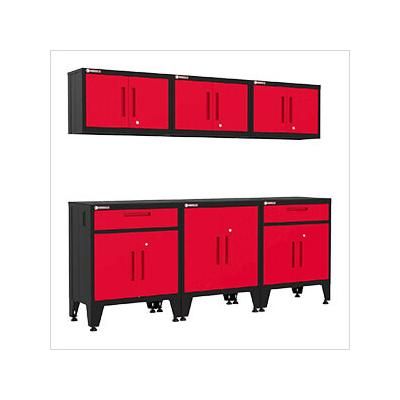 Armadillo Tough Red 6-Piece Garage Cabinet System with Levelers