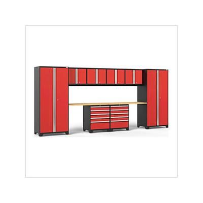 NewAge Garage Cabinets PRO Series Red 10-Piece Set with Bamboo Top
