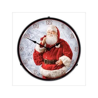 Collectable Sign and Clock Jolly Santa Backlit Wall Clock