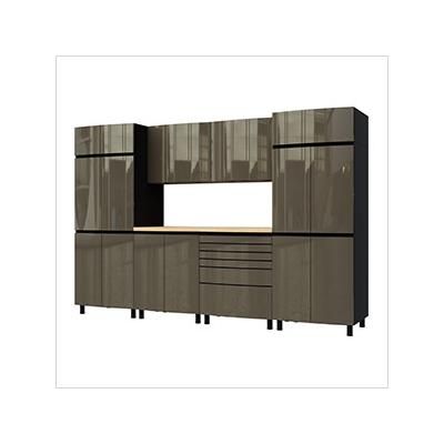 Contur Cabinet 10' Premium Terra Grey Garage Cabinet System with Butcher Block Tops