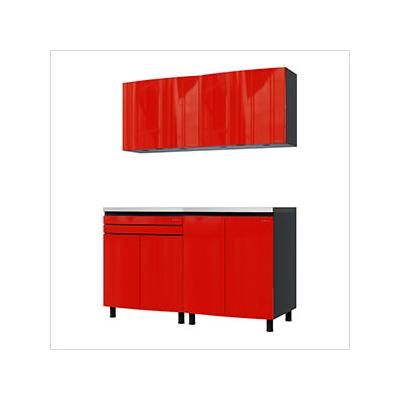Contur Cabinet 5' Premium Cayenne Red Garage Cabinet System with Stainless Steel Tops
