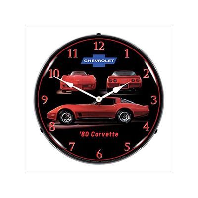 Collectable Sign and Clock 1980 Corvette Backlit Wall Clock