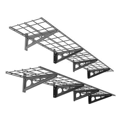 Fleximounts 1' x 6' Black Wall Mounted Shelf (2-Pack)