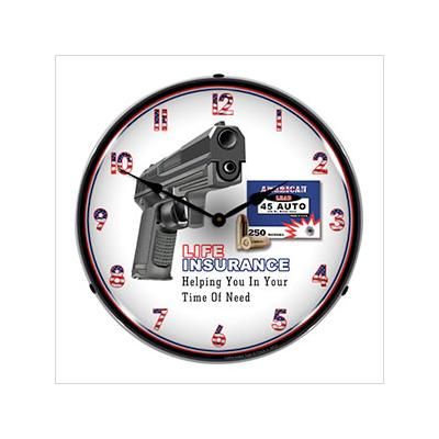 Collectable Sign and Clock Gun Insurance Backlit Wall Clock