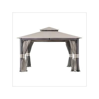 Sunjoy Group SummerCove 11 x 13 Steel 2-Tier Soft Top Gazebo with Netting, Curtains and Hook