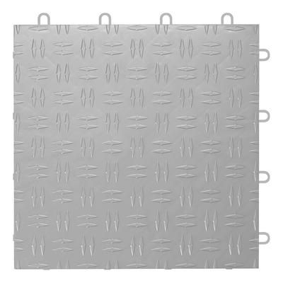 GearTile Diamond Pattern 12 x 12-Inch Silver Garage Floor Tile (12 Pack)